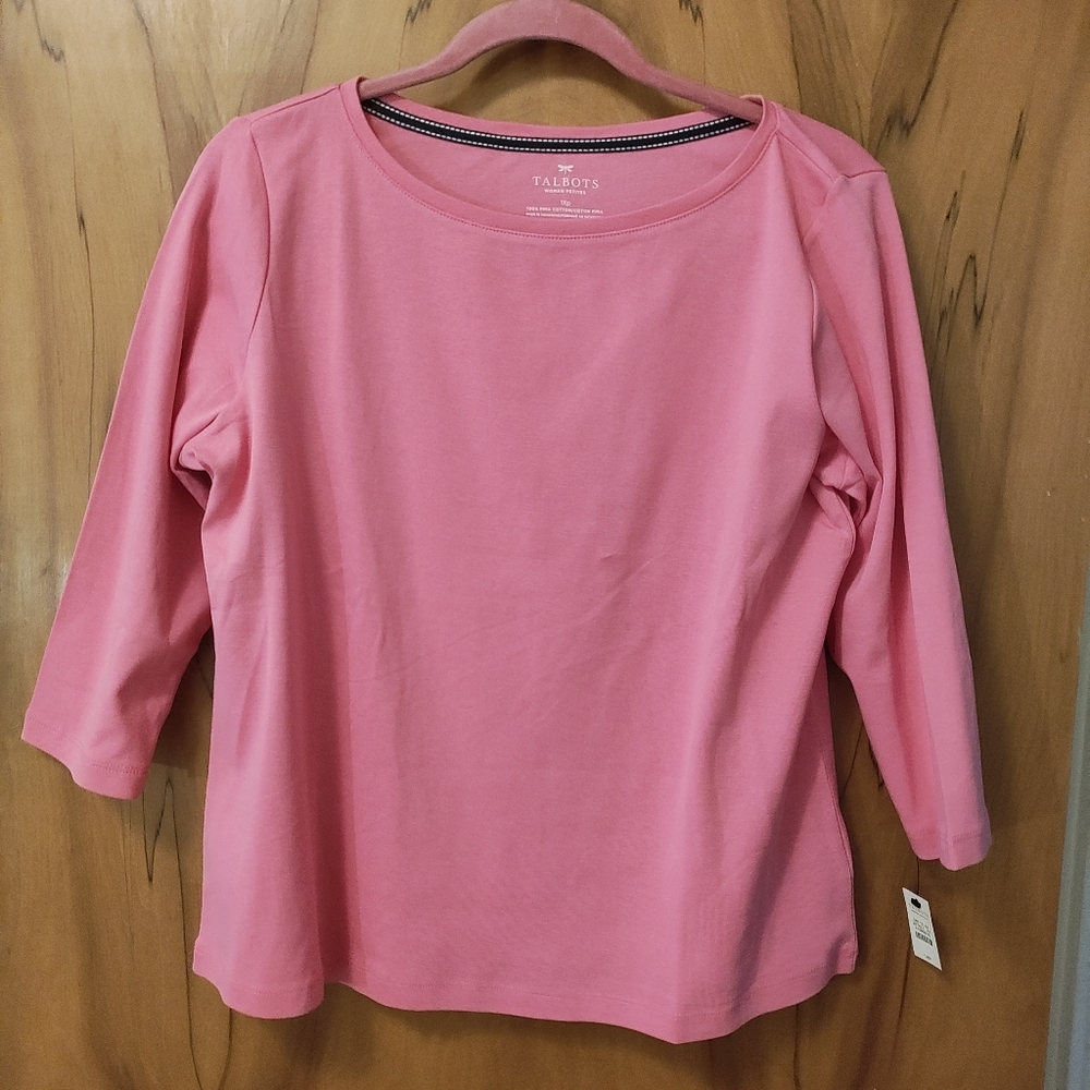 Talbots Pink Mid Sleeve Women's Petite Tee